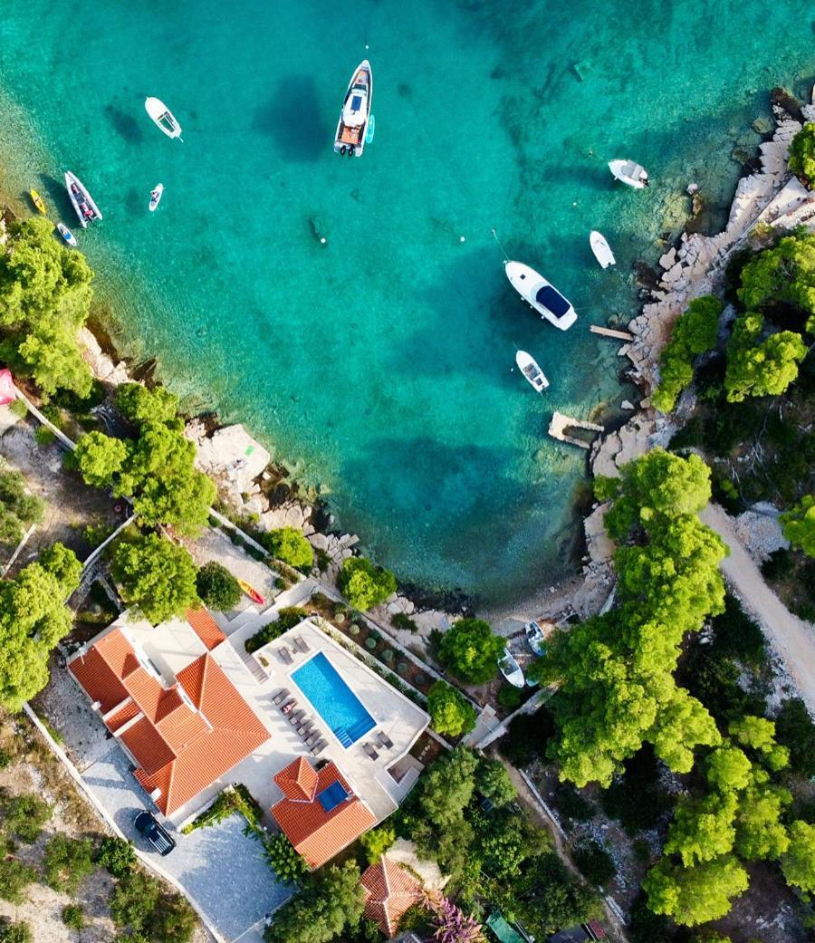 Luxury Villa Kate - In Lucice Bay With Turquoise Sea, Amazing Seaviews, And Heated Pool Milna  Ngoại thất bức ảnh